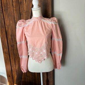 LoveShackFancy HITO HANDKERCHIEF BUBBLE BATH PINK TOP - XS SOLD OUT $325 Retail